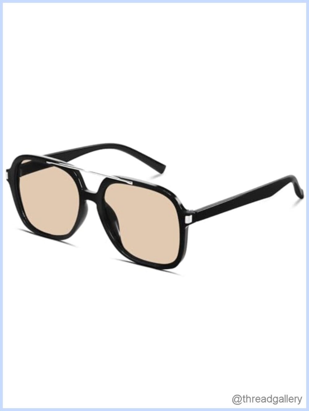 Geometric Aviator Sunglasses with Metal Top Bar UV Protection Full Frame